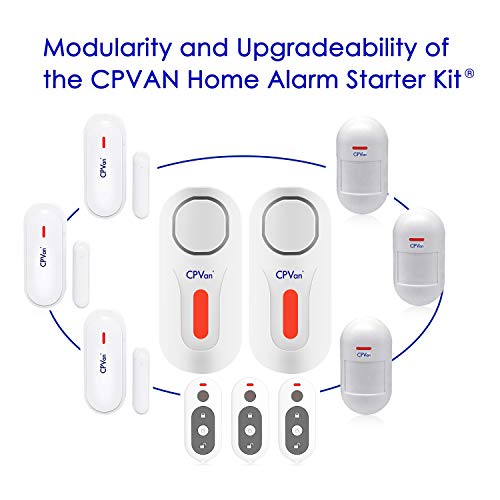 CPVAN Window Door Security Alarm Sensor, DIY Wireless Home Security Burglar Alarm System with 1 Siren Unit, 2 Magnetic Sensors and 1 Remote Control, Easy Installation, Ideal for Home/Apartment-CP1