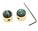 KAISH Set of 2 Gold Tele Telecaster Abalone Top Guitar Dome Knobs Bass Knob with Set Screw