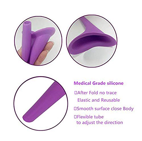Urination Device Lady Urine Silicone Funnel Women Outdoor Standing up Pee Reusable urinals Portable Camping Travel Toilet (Purple+Pink+Orange)