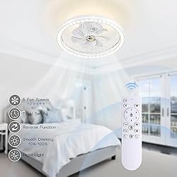 KINGTORO Modern White Ceiling Fans with Lights