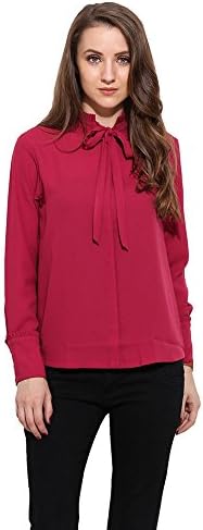 Saiesta Womens High Neck Pleated Shirt Mandarin Collar In Darkrose Medium