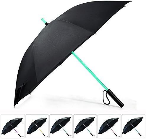 artSew Lightsaber Umbrella LED Laser Sword Light up Golf Umbrellas with 7 Color Changing in the Easy Grip Handle Golf Umbrellas Sword Light up Changing on the Shaft Built in Torch at Bottom (Black)