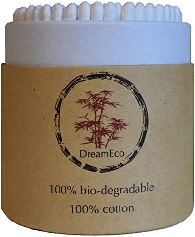 DreamEco Pack of 200 Bamboo Cotton Buds | 100% Bio-degradable | 100% Cotton | BPA Free | Vegan | Sustainable | Environmentally Friendly