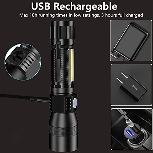 UV Flashlights Black Light, Rechargeable Flashlights with COB Sidelight