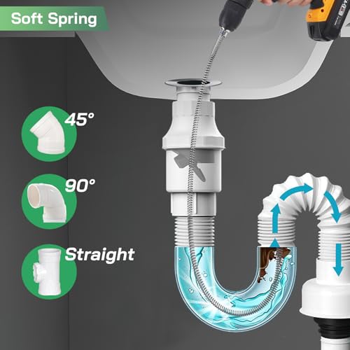 10 Metre Pipe Probe, Diameter 10 mm, Probe for Unloading Spring Drain Pipes Spiral Cleaner for Professional Cleaning Probe for Drill Electric Manual Adapter, Stumped Obstructions