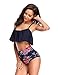 LALAVAVA Women's High Waisted Bikini Sets Flounce Bikini Crop Top Monokini Bathing Suits