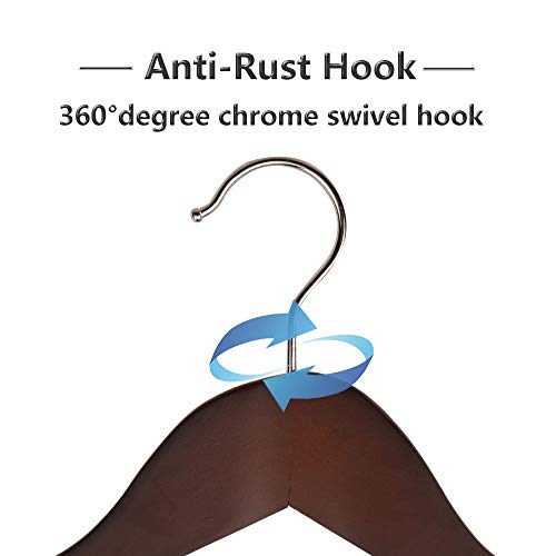 meqution Coat Hanger 8-Pack, Wood Hangers Trouser Hangers Extra Wide Shoulder Wooden Hangers for Heavy Coat, Sweater, Skirt, Suit, Pants, Retro Finish (Walnut Finish)