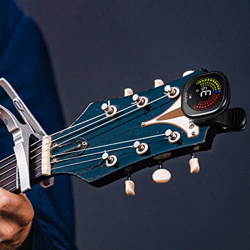 LEKATO Guitar Tuner Rechargeable, Clip-on Chromatic Tuner with Color Screen for Acoustic/Electric Guitar, Bass, Ukulele, Violin, Bright Display