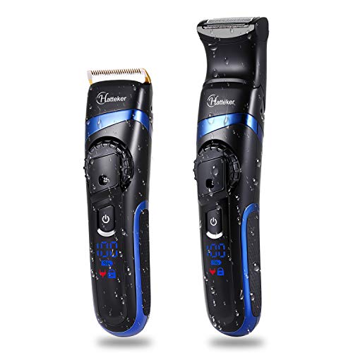 Hatteker Mens Hair Trimmer Clipper Body Hair Groomer Electric Beard Trimmer Hair Cutting Grooming Kit Cordless Back… - Image 4