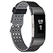 Lwsengme Silicone Bands Compatible with Fitbit Charge 2, 18mm Silicone Replacement Accessories Wrist Band with Adjustable Buckle Compatible with Fitbit Charge 2 HR. (Black/Gray)