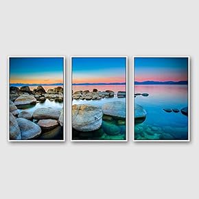 3 Piece Framed Canvas Wall Art for Living Room, Bedroom Lake Tahoe Canvas Prints for Modern Home Decoration Ready to Hang - 16"x24"x3 Panels