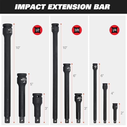 STARWORK True Mechanic 153 Piece Master Impact Socket Set (1/4", 3/8" and 1/2" Drives), Professional, SAE/Metric