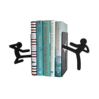 MsFun Black Karate Bookends | Martial Arts Bookends | Kung Fu Decorative Book Ends | Tae Kwon Do Gift | Gift for The Martial Arts in Your Life | Heavy Books and Creative Bookends | Iron Bookends