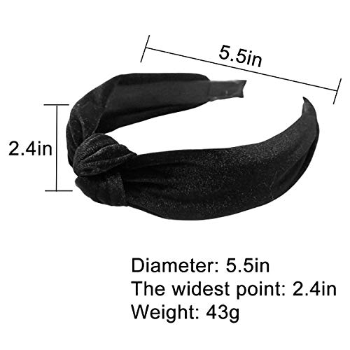 2Pcs Headbands for Women, BEBEEPOO Pearl Headbands with Velvet Knotted Wide Headbands, Faux Pearl Elastic Hair Hoops Fashion Vintage Styling Hair Accessories - Thumbnail 3