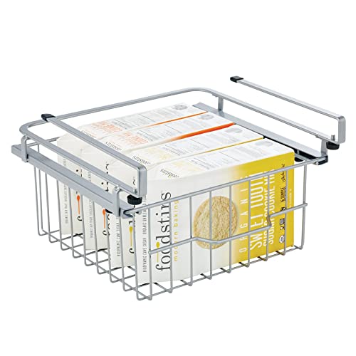mDesign Compact Hanging Pullout Drawer Basket Sliding Under Shelf