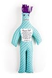 Dammit Doll - Classic Dammit Doll - Taches De Rousseur - Multi Dots on Turquoise , Purple Hair - Stress Relief, Gag Gift