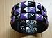 Purple/Black Checkered Studded Black Leather Bracelet