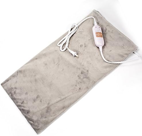 XL Heating Pad - King Size Electric Heating Pad with Moist and Dry Heated with Ultra Fast-Heat Technology for Portable and Washable Heating Pad (12" x 24") (Gray)