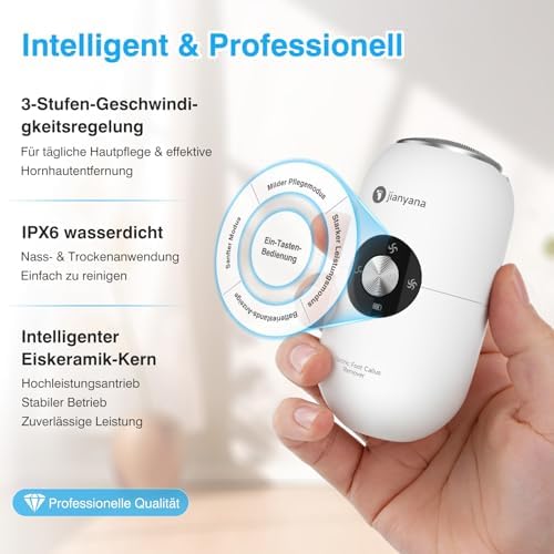Hornhautentferner Elektrisch, Mini IPX6 Wasserdicht Hornhautentferner, PediküRe Set FußPflege Elektrischer Hornhaut Entfernen Fuß FüR Tote Harte Rissige Haut Mit Zwei ErsatzköPfen (Weiß)
