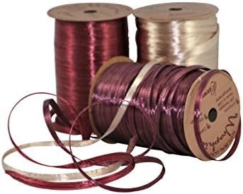 Raffia Gift Wrap Ribbon Bundle (Pearlized Burgundy/Wine/Ivory)