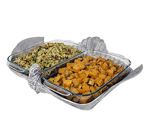 Arthur Court Designs Aluminum Pyrex Casserole Dish Holder 2 Quart Pyrex Double Base Turkey Casserole Holder