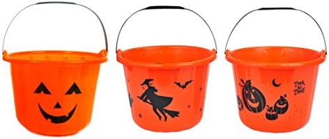 Family Holiday Halloween Trick-or-Treat Candy Pail Buckets 7" (Pack of 3)
