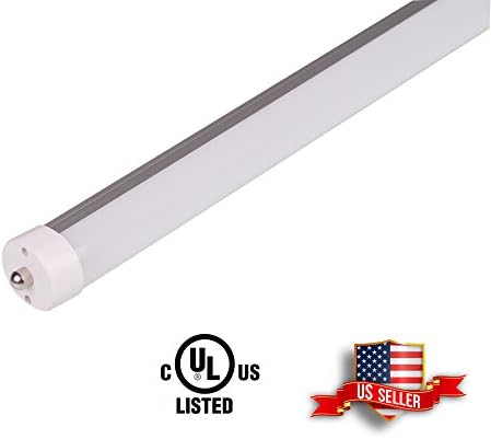 BAT T8 LED Light Tube 8FT Double End Powered Single Pin FA8 Work without T8 ballast 40W 4400 Lumens Frosted Milky Cover UL-Listed 5000K Day Light (Pack of 10)