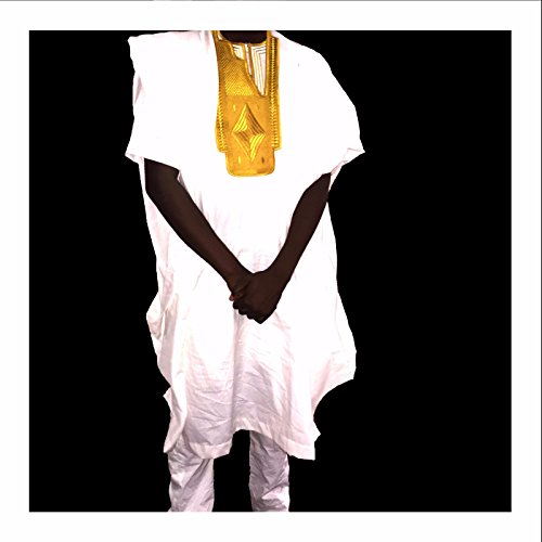 ATL KiDs Native Nigerian/African Agbada/Babariga (Off-White Light Striped,Gold Embroidery)