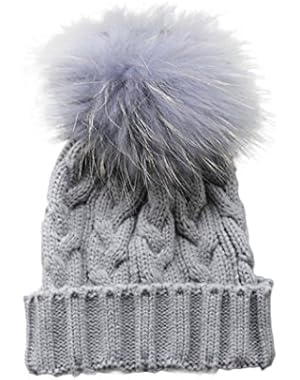 Baby Toddler Kids Boy Girl Knit Crochet Warm Faux Fur Pom Beanie Hat Cap