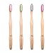 Natural Organic Eco Friendly Bamboo Toothbrush Adult Medium Nylon Bristles, 100% Plastic Free & Biodegradable Handle & Packaging, Sustainable Dental Care, 4-Pack
