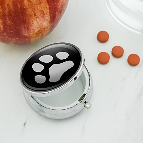 Paw Print Dog Cat White on Black Pill Case Trinket Gift Box