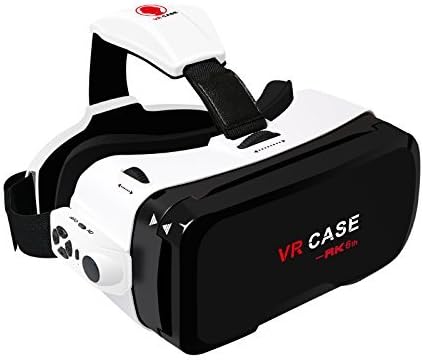 All-in-One Ultra Clear VR CASE 3D Glasses 6th Generation Virtual Reality BOX Headset + Bluetooth Remote Controller for iPhone 7 Plus/ 7/ 6/ 6S Plus and Other phones with screen size within 4.7"-6.0"