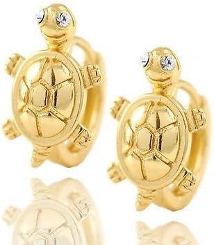 Meenanoom Womens Girls kids jewelery 14K Solid Gold Filled turtle Huggie Hoop Earrings