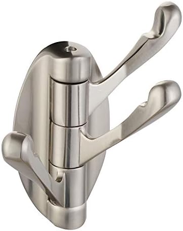 Swivel Towel Hook, Aomasi Solid Metal Swivel Robe Hook with 3 Arms, Rotating Triple Pronged Coat Hook for Bathroom Kitchen Garage, Wall Mounted, Brushed Nickel