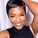 RUISENNA Short Hair Wigs for Black Woman Natural Straight Pixie Cut Wigs 100% Heat Resistant Fiber black Synthetic Wig