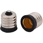 E17 to E12 Socket Adapter Converter,Intermediate E17 Base Convert to Candelabra E12 Base,Black Lamp Holder (2)