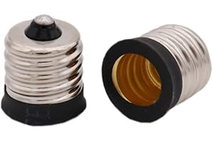 E17 to E12 Socket Adapter Converter,Intermediate E17 Base Convert to Candelabra E12 Base,Black Lamp Holder (2)