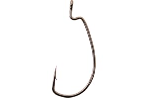 Gamakatsu Superline Offset Extra Wide Gap Worm Hook, 2/0, Black, 5 Pack
