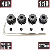 MakerDoIt 48P Pinion Gear Set 16T 17T 18T 19T 3.175mm 48 Pitch Pinion Gear Set 1/10 RC