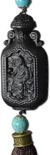 Duojimi Wood Pendant car Pendant Beads Africa ebony a Buddism godness Guanyin safety rear-view mirror accessories (_ carved ornaments (W) three-dimensional safe bead models a Buddism godness Guanyin)