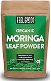 Organic Moringa Oleifera Leaf Powder - Perfect for Smoothies, Drinks, Tea & Recipes - 100% Raw From India - 16oz Resealable Bag (1 Pound) - by Feel Good Organics