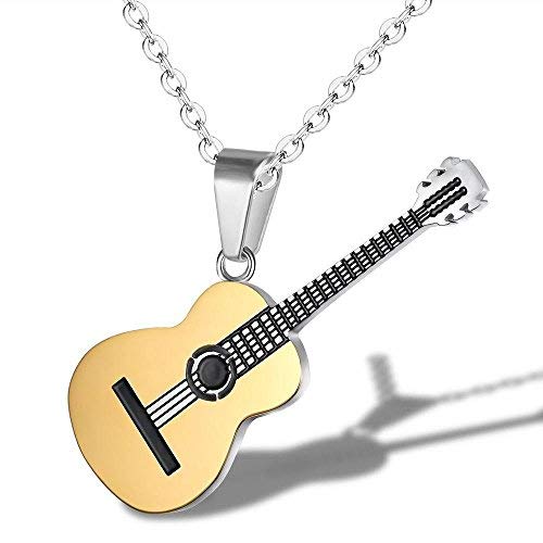 QIANDI Creative Classical Guitar Pendant Men and Women Titanium Steel Necklace