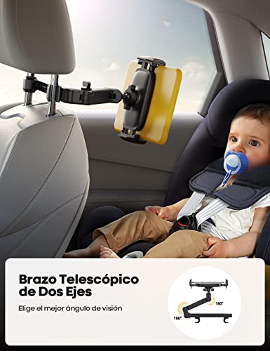 Lamicall Ajustable Soporte Tablet Automovil - [Brazo de Extensión] Soporte iPad Reposacabezas Auto Coche Carro para 4.7-11" Celular y Tablets como Samsung Tab, iPad Pro, Air, Mini, E-Reader, Kindle
