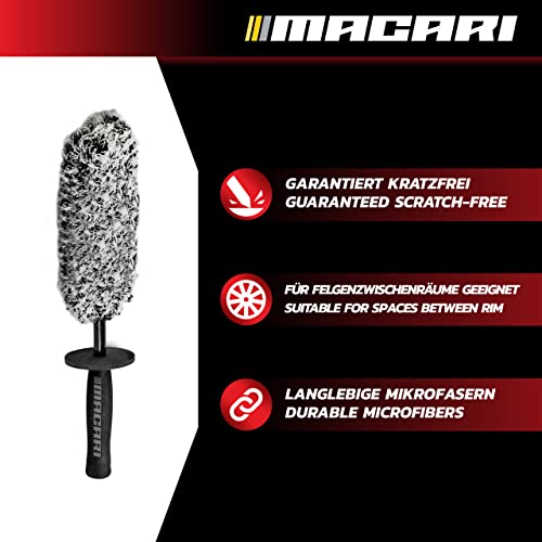 Macari EXTRA DÜNNE Premium Microfaser Auto Felgenbürste für Alufelgen Extra schonende Felgenreiniger Bürste Optimale kratzfreie Felgenpflege, Felgenschrubber, Felgen Reinigung für alle Felgentypen thumbnail 3
