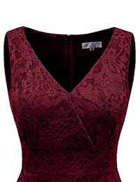 Sunvary Vestido de cóctel para mujer, diseño floral, encaje, cuello en V