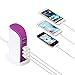 USB Tower Power Adapter 6-Port Smart IC Tech Charging Station with Quick Charge 2.1 for Phone, Tablets, and More (Purple)