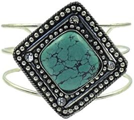 Jewelmake Nueltin Natural Stone Silver finish Bangle Bracelet