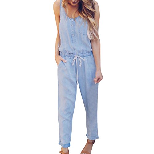 LISTHA Womens Long Jumpsuit Romper Playsuit Elastic Demin Jeans Casual
