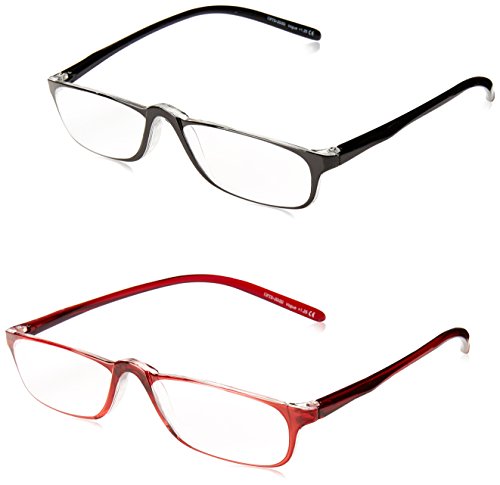 OPTX 20/20 Unisex-Adult Optx 20/20 Vogue+125 (3 Pack) 3PK+125VOG Rectangular Reading Glasses, Black/Brown/Red, 1.25