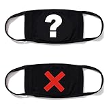 Cotton Mask 2 Pack Unisex Mouth Mask Cartoon Anime Cool Shape for Kids Teens Men Women Lovers, Fog Respirator Anti Flu and Dust Protection Pollution Germs Allergens Windproof Half Face Masks(Black)